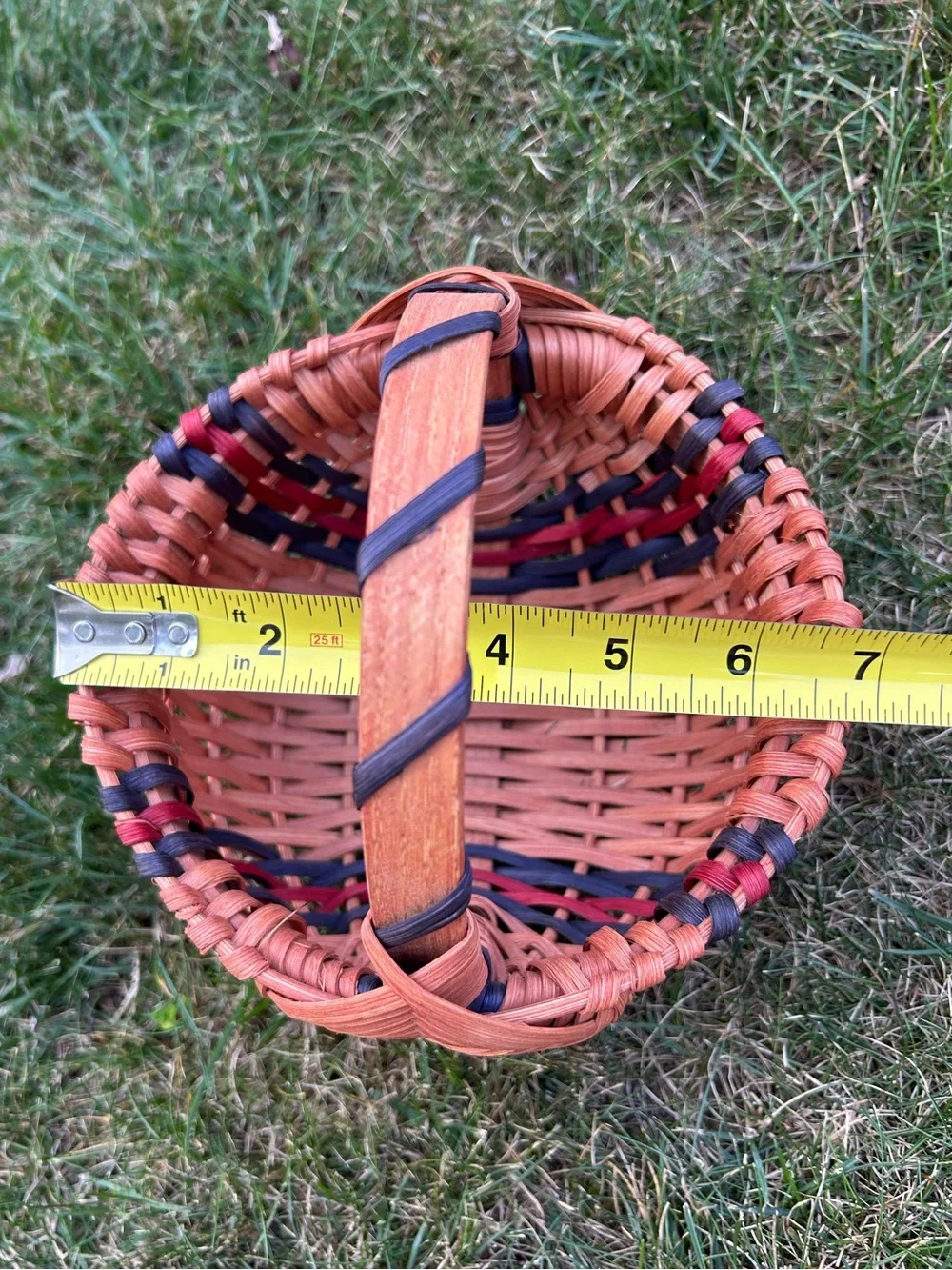 Handwoven Natural Brown Wicker Buttocks Basket with Handle